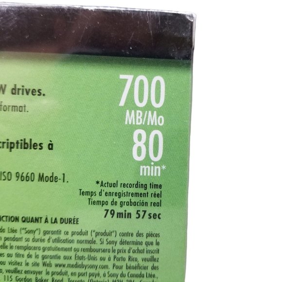 Sony CD - RW 5 Pack Blank Discs 700MB 80 Min Rewritable 5CDRW700L New, Sealed - Picture 3 of 15